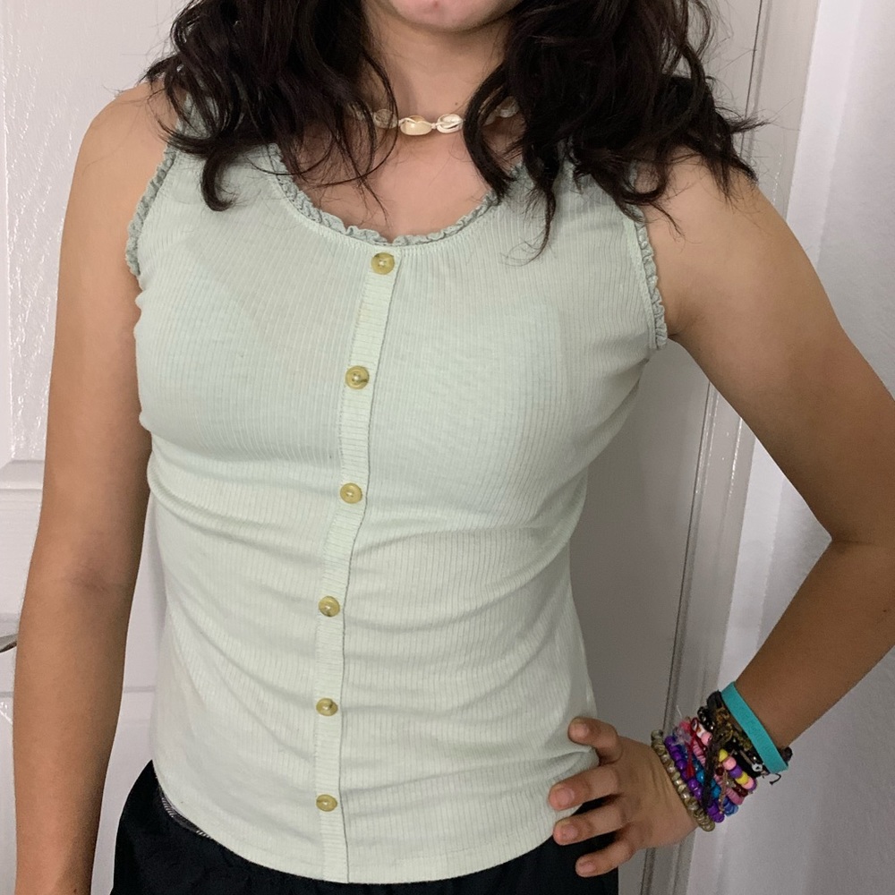 Green tank top with buttons
